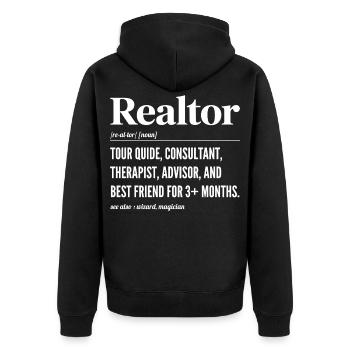 Définition Humour Agent Immobilier - Realtor - Veste à capuche bio Premium Unisexe - noir - Dos - Nico (187cm)