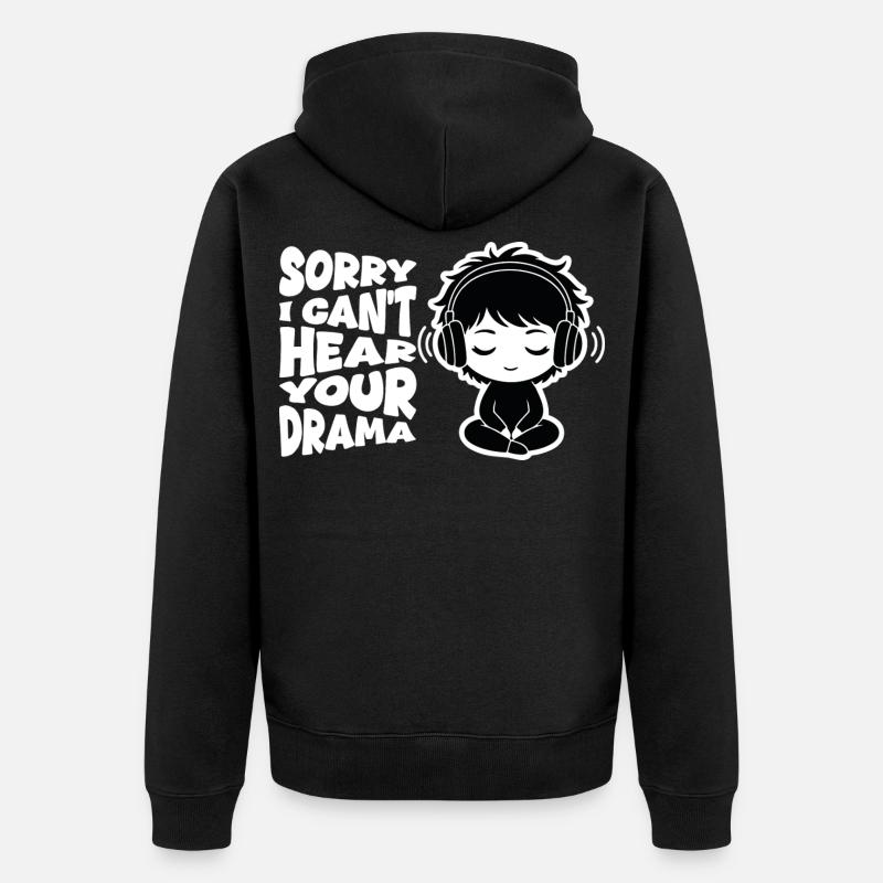 No Drama Casque Audio Manga Relatable - Veste à capuche bio Premium Unisexe - noir