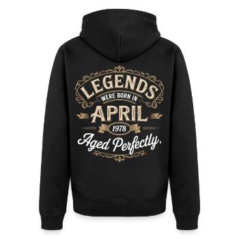 April 1978 Geburtstagsgeschenk Großartig seit April - Unisex Premium Bio Zip Hoodie - Schwarz - Hinten - Nico (187cm)