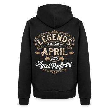 April 1979 Geburtstagsgeschenk Großartig seit April - Unisex Premium Bio Zip Hoodie - Schwarz - Hinten - Nico (187cm)