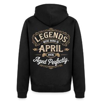 April 1976 Geburtstagsgeschenk Großartig seit April - Unisex Premium Bio Zip Hoodie - Schwarz - Hinten - Nico (187cm)