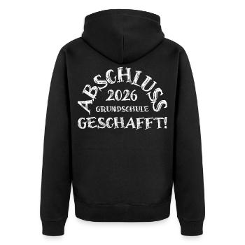 Abschluss 2026 Grundschule geschafft! - Unisex Premium Bio Zip Hoodie - Schwarz - Hinten - Nico (187cm)
