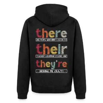 Da sind sie ein lustiger Grammatik-Englischlehrer - Unisex Premium Bio Zip Hoodie - Schwarz - Hinten - Nico (187cm)