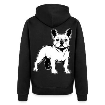 French Bulldog Standing Portrait - Unisex Premium Organic Zip Hoodie - black - Back - Nico (187cm)