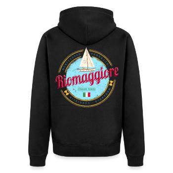 Riomaggiore Cinque Terre La Spezia Italien Design - Unisex Premium Bio Zip Hoodie - Schwarz - Hinten - Nico (187cm)