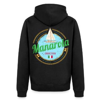 Manarola Cinque Terre La Spezia Italien Souvenir - Unisex Premium Bio Zip Hoodie - Schwarz - Hinten - Nico (187cm)