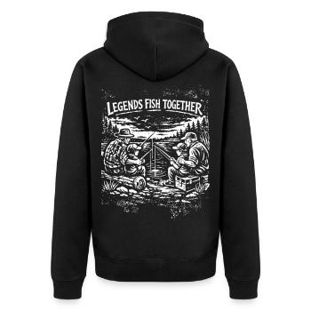 Angeln Legenden Vater Sohn - Unisex Premium Bio Zip Hoodie - Schwarz - Hinten - Nico (187cm)