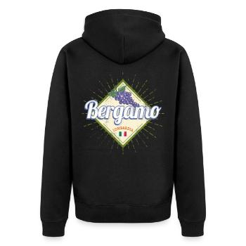 Bergamo Lombardei Italien Weintrauben Souvenir - Unisex Premium Bio Zip Hoodie - Schwarz - Hinten - Nico (187cm)