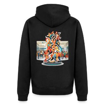 Colour Swirls Encounters Sculpture - Unisex Premium Organic Zip Hoodie - black - Back - Nico (187cm)