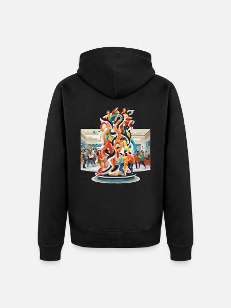 Farbwirbel Begegnungen Skulptur - Unisex Premium Bio Zip Hoodie - Schwarz