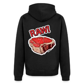 Steak Cartoon  - Unisex Premium Organic Zip Hoodie - black - Back - Nico (187cm)