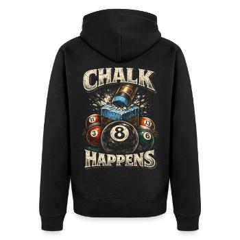 8-Ball Billard Chalk Happens - Unisex Premium Bio Zip Hoodie - Schwarz - Hinten - Nico (187cm)