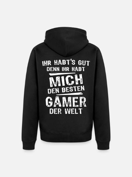 Gamer - Unisex Premium Bio Zip Hoodie - Schwarz