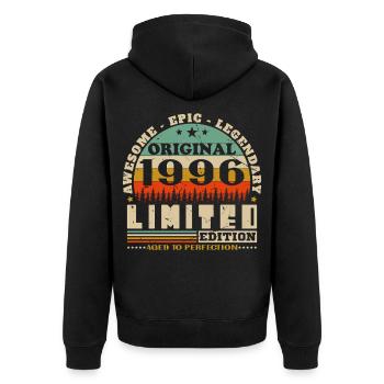 1996 Vintage Cadeau D'anniversaire Homme Femme - Veste à capuche bio Premium Unisexe - noir - Dos - Nico (187cm)