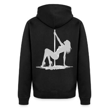 Exotic Pole Dance: Sexy Squat in High Heels Art - Unisex Premium Bio Zip Hoodie - Schwarz - Hinten - Nico (187cm)