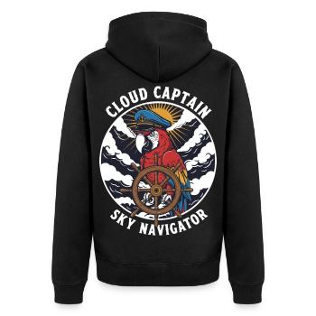 Parrot Captain Cloud Sky Navigator - Unisex Premium Organic Zip Hoodie - black - Back - Nico (187cm)