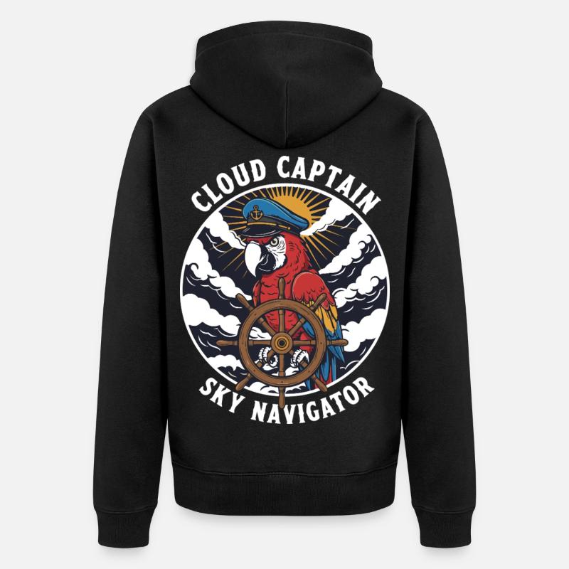 Perroquet Capitaine Cloud Sky Navigator - Veste à capuche bio Premium Unisexe - noir