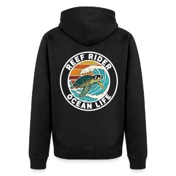 Surf Reef Rider Ocean Life Turtle - Unisex Premium Organic Zip Hoodie - black - Back - Nico (187cm)