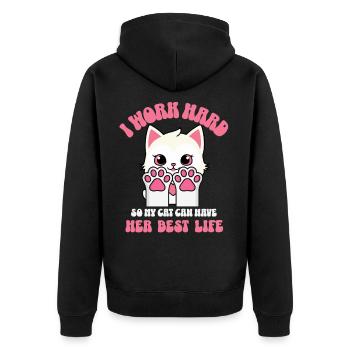 Je travaille dur pour que mon chat puisse avoir une vie meilleure - Veste à capuche bio Premium Unisexe - noir - Dos - Nico (187cm)