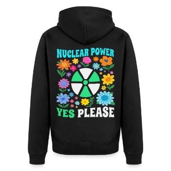 Atomkraft ja bitte mit Blumen - Unisex Premium Bio Zip Hoodie - Schwarz - Hinten - Nico (187cm)