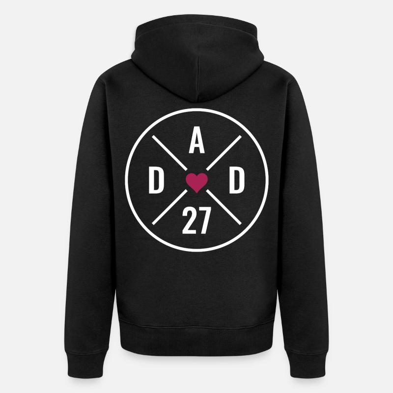 Dad 27 Herz - Unisex Premium Bio Zip Hoodie - Schwarz