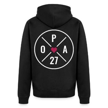 Opa 27 Herz - Unisex Premium Bio Zip Hoodie - Schwarz - Hinten - Nico (187cm)