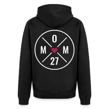 Mama 2027 Herz - Unisex Premium Bio Zip Hoodie - Schwarz - Hinten - Nico (187cm)