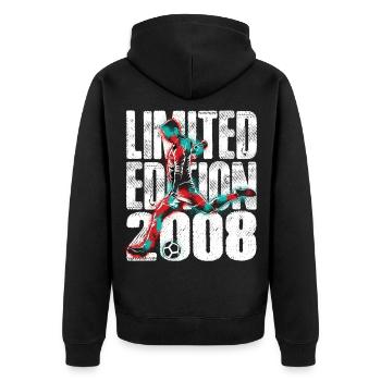 Fußball 2008 Geburtstag Limited Edition - Unisex Premium Bio Zip Hoodie - Schwarz - Hinten - Nico (187cm)