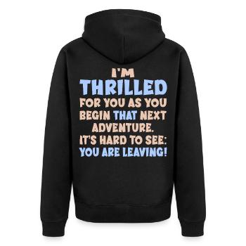 Auf Wiedersehen, Abschied von Job. - Unisex Premium Bio Zip Hoodie - Schwarz - Hinten - Nico (187cm)