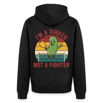 Pickleball-lustiger Spieler Pickle Ball Ich bin ein Dinker - Unisex Premium Bio Zip Hoodie - Schwarz - Hinten - Nico (187cm)