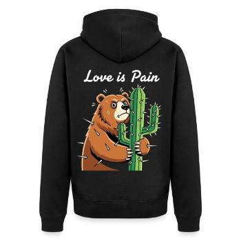Bear hugging cactus pain - Unisex Premium Organic Zip Hoodie - black - Back - Nico (187cm)