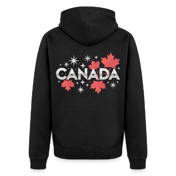 Kanada Ahornblatt Geschenkidee - Unisex Premium Bio Zip Hoodie - Schwarz - Hinten - Nico (187cm)