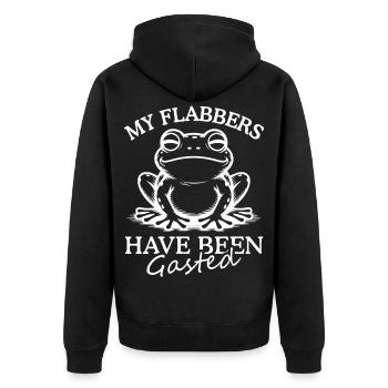 Meine Flobbers wurden lustiger Froschhumor gelesen - Unisex Premium Bio Zip Hoodie - Schwarz - Hinten - Nico (187cm)