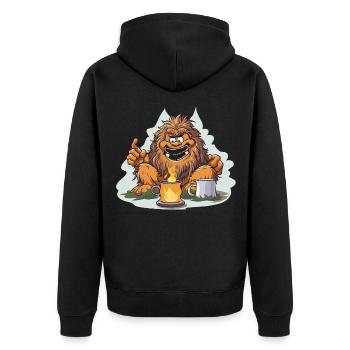 Coffee Yeti with Feuerlust - Unisex Premium Organic Zip Hoodie - black - Back - Nico (187cm)