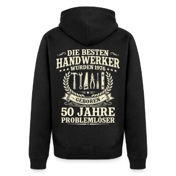 Bester Handwerker 1976 Jahrgang – 50. Geburtstag - Unisex Premium Bio Zip Hoodie - Schwarz - Hinten - Nico (187cm)