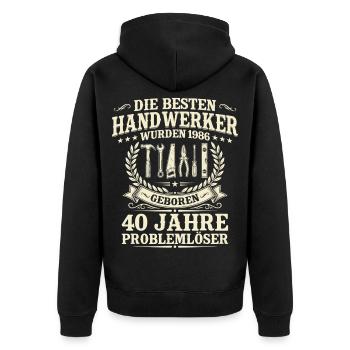 Bester Handwerker 1986 Jahrgang – 40. Geburtstag - Unisex Premium Bio Zip Hoodie - Schwarz - Hinten - Nico (187cm)