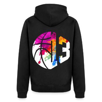 NON. 13 NUMÉRO 13 BASKET 13E ANNIVERSAIRE - Veste à capuche bio Premium Unisexe - noir - Dos - Nico (187cm)