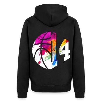 NON. 14 NUMÉRO 14 BASKETBALL 14E ANNIVERSAIRE - Veste à capuche bio Premium Unisexe - noir - Dos - Nico (187cm)