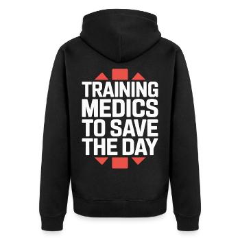 Paramedic Training Medics To Save EMS Educator - Unisex Premium Organic Zip Hoodie - black - Back - Nico (187cm)