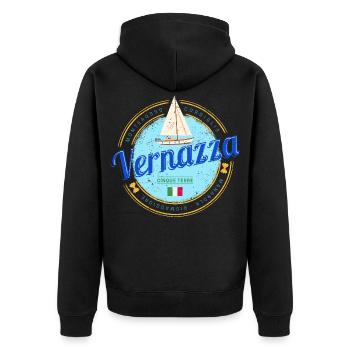 Vernazza Cinque Terre La Spezia Italien Souvenir - Unisex Premium Bio Zip Hoodie - Schwarz - Hinten - Nico (187cm)