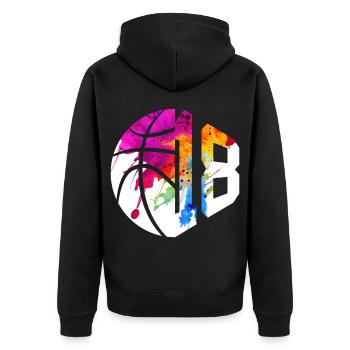 NON. 18 NUMÉRO 18 BASKET 18E ANNIVERSAIRE - Veste à capuche bio Premium Unisexe - noir - Dos - Nico (187cm)