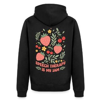 SLP Speech Therapy Is My Jam Speech Language - Unisex Premium Organic Zip Hoodie - black - Back - Nico (187cm)