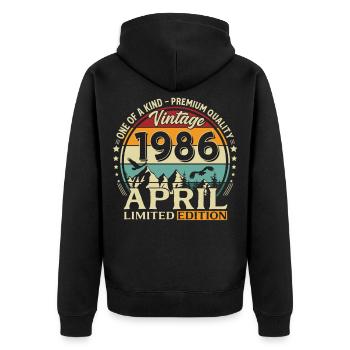 Cadeau du 40e anniversaire Mari Original avril 1986 - Veste à capuche bio Premium Unisexe - noir - Dos - Nico (187cm)
