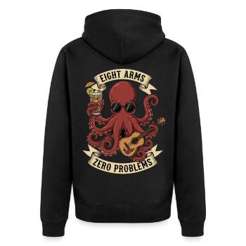 Eight Arms Zero Problems - Unisex Premium Organic Zip Hoodie - black - Back - Nico (187cm)