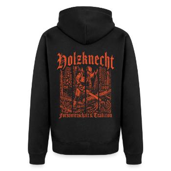 Holzknecht Forstwirtschaft Wald Motorsäge - Unisex Premium Bio Zip Hoodie - Schwarz - Hinten - Nico (187cm)