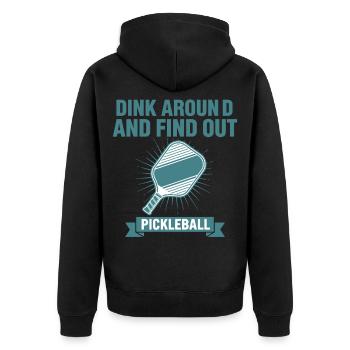 Pickleball spielt herum und findet die Liebe der Spieler heraus - Unisex Premium Bio Zip Hoodie - Schwarz - Hinten - Nico (187cm)