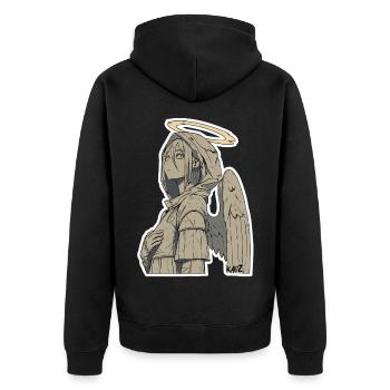 Angelic Angel Hoodie Sentinel - Unisex Premium Organic Zip Hoodie - black - Back - Nico (187cm)