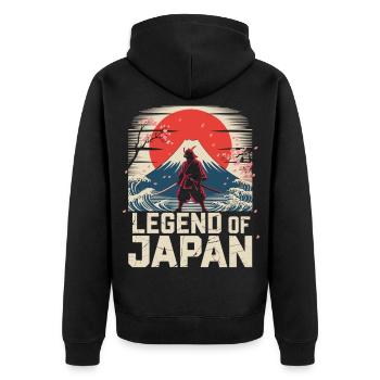 Japan Shirt Samurai Legend of Japan Fuji - Unisex Premium Bio Zip Hoodie - Schwarz - Hinten - Nico (187cm)