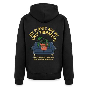 Mental Health Humor - Unisex Premium Organic Zip Hoodie - black - Back - Nico (187cm)