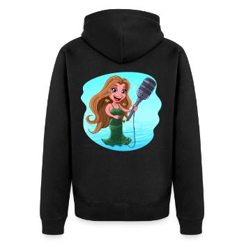 Meerjungfrau singt Karaoke Mikrofon - Unisex Premium Bio Zip Hoodie - Schwarz - Hinten - Nico (187cm)